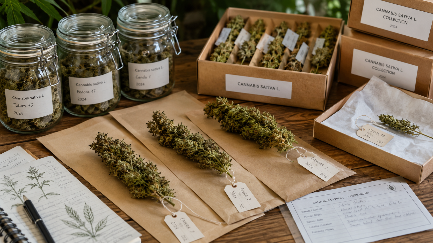 Botanická sbírka technického konopí: jak uchovat sušené palice a další vzorky odrůd Cannabis sativa